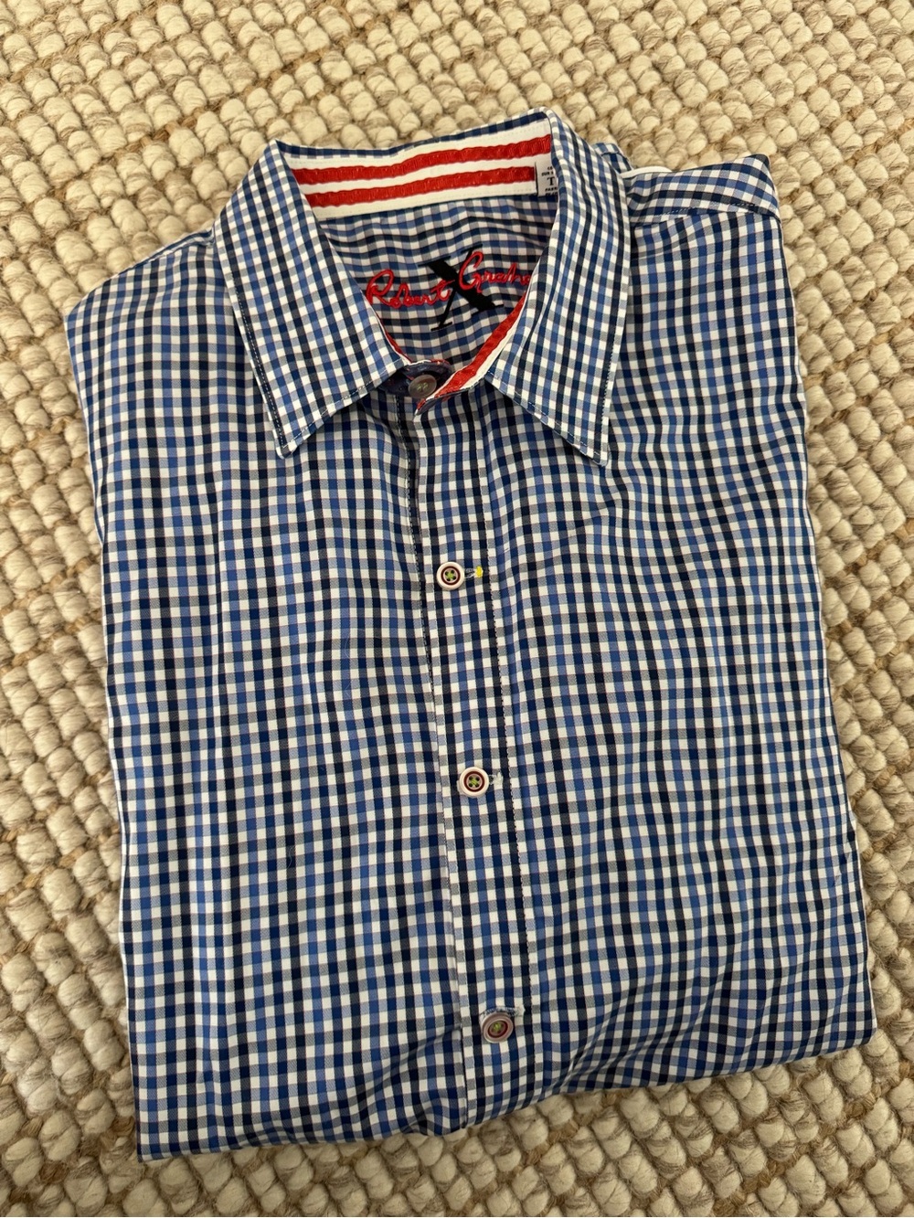 Robert Graham Blue and White Gingham Button-Down Shirt